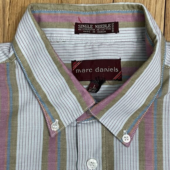 Marc Daniels Single needle Large 16-16-1/2 Long Sleeve Button Down Shirt - Picture 4 of 11